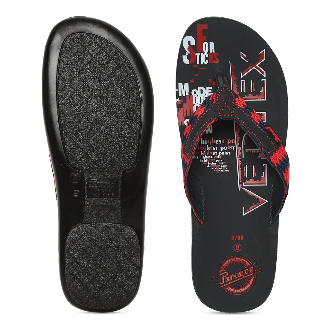 Paragon Vertex Casual Slippers for Men | Red Slip-on Sandals for Everyday Use