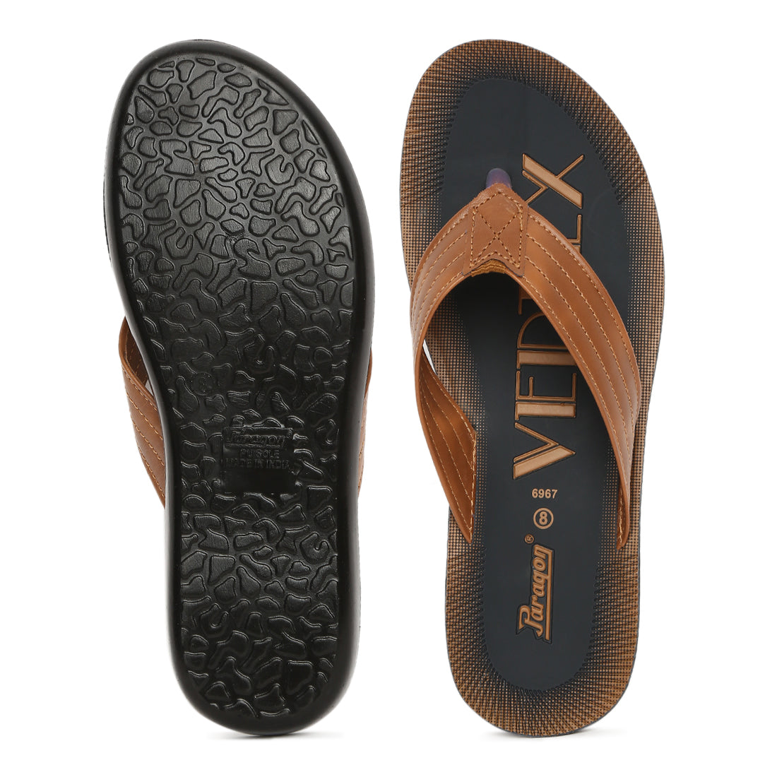 Paragon Vertex Casual Slippers for Men | Tan Daily Wear Slippers