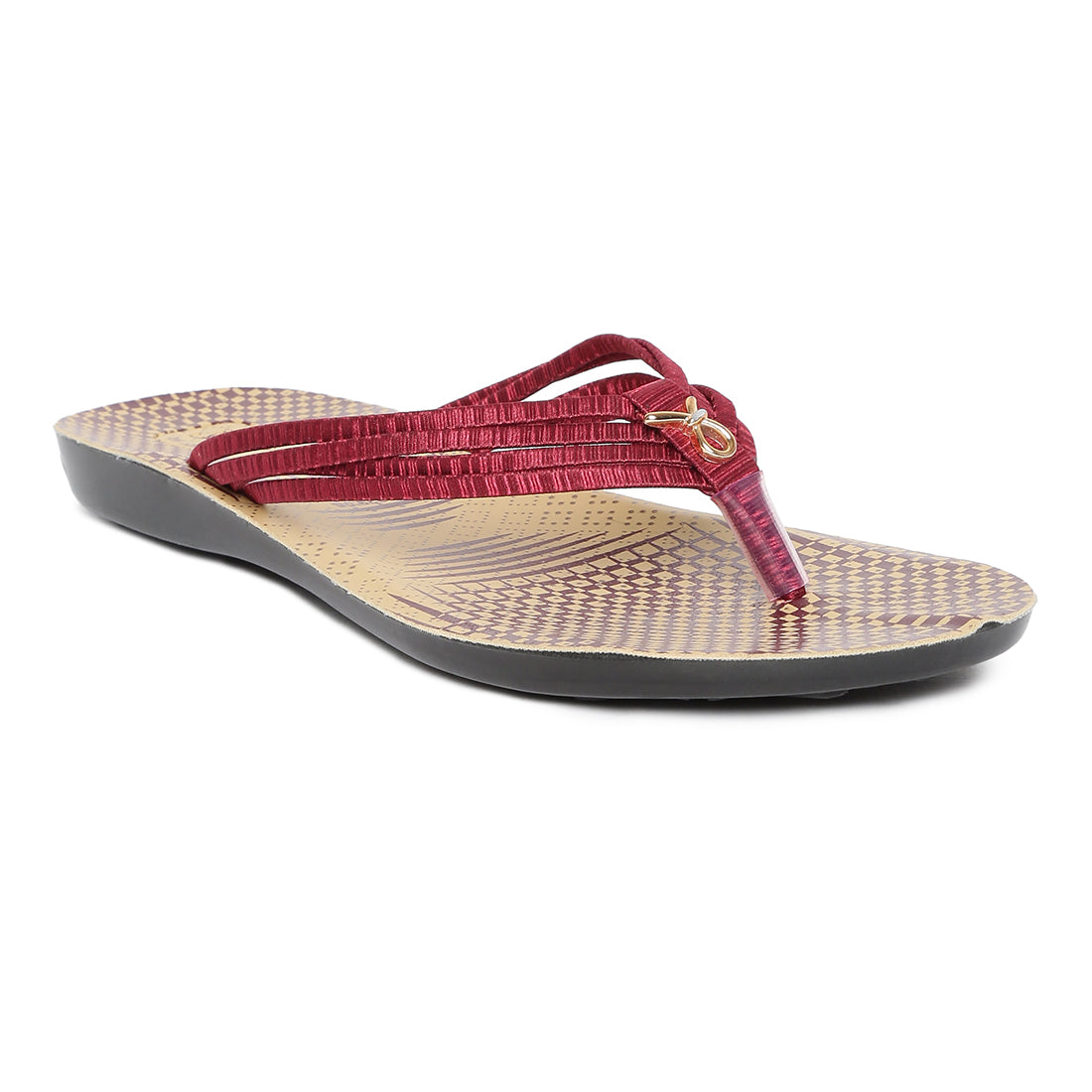 Women&#39;s Maroon Fabric  Rexine Sandals (PU7074L_MAR)