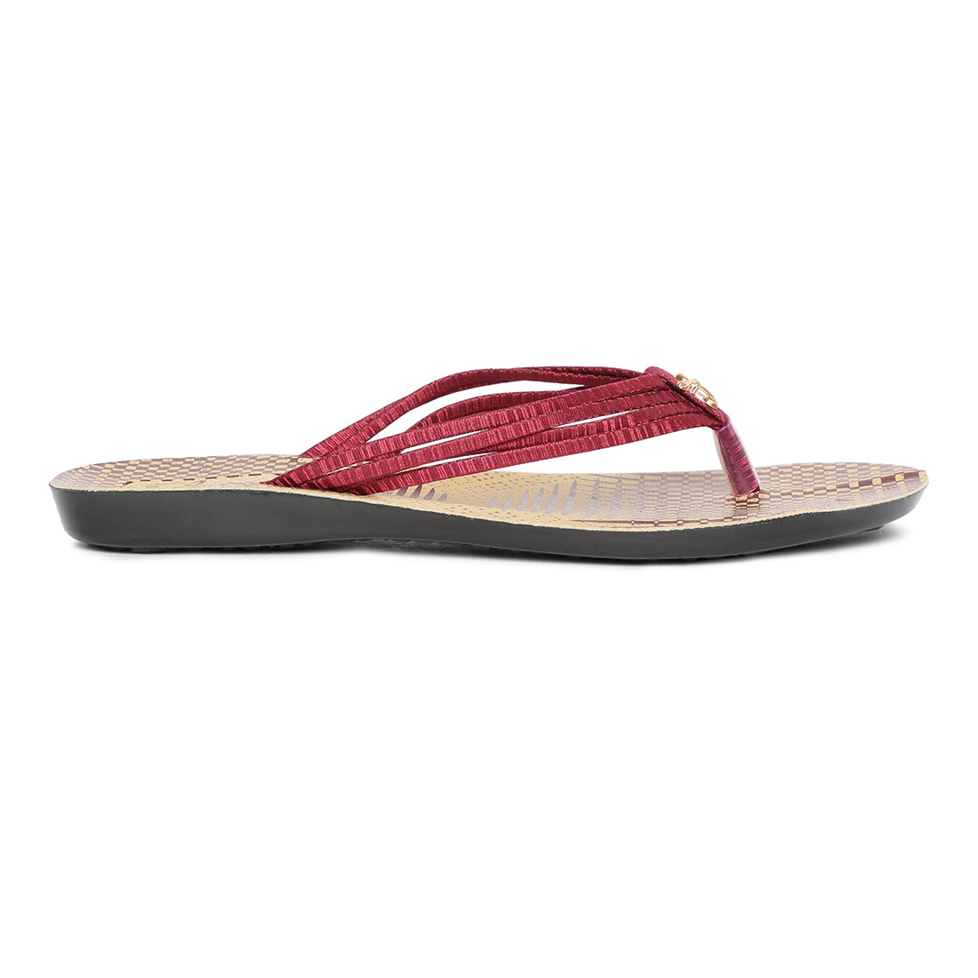 Women&#39;s Maroon Fabric  Rexine Sandals (PU7074L_MAR)