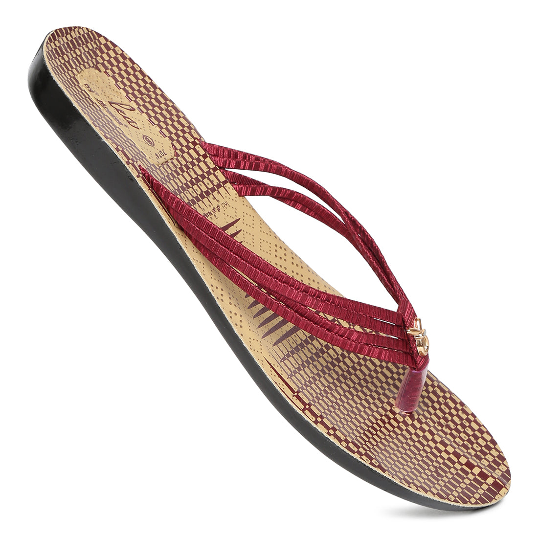 Women&#39;s Maroon Fabric  Rexine Sandals (PU7074L_MAR)