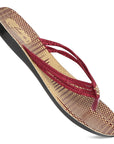 Women's Maroon Fabric  Rexine Sandals (PU7074L_MAR)