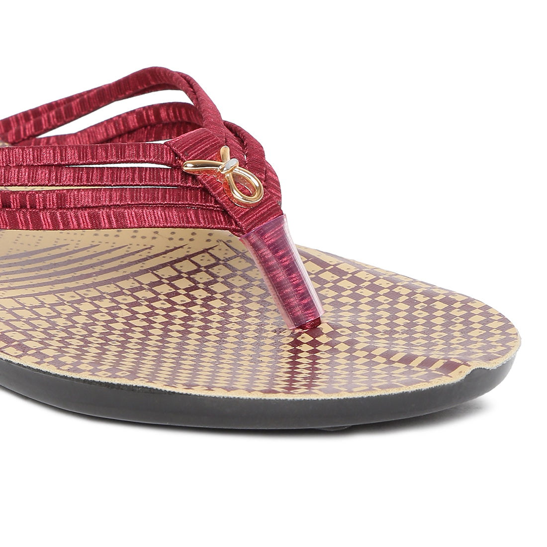 Women&#39;s Maroon Fabric  Rexine Sandals (PU7074L_MAR)