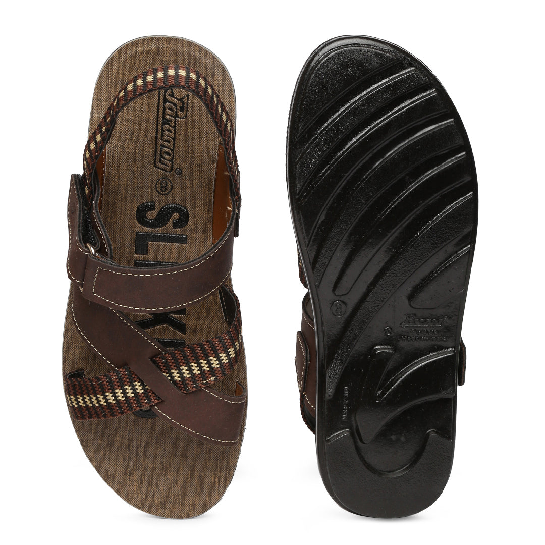 Men&#39;s Brown Slickers Sandals