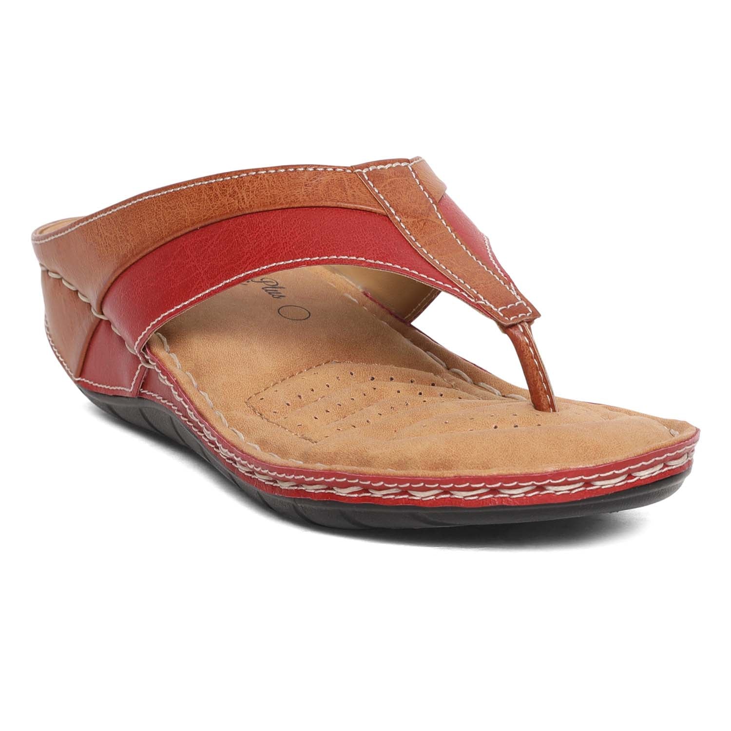 Women&#39;s Solea Plus Red-Tan Casual Sandal