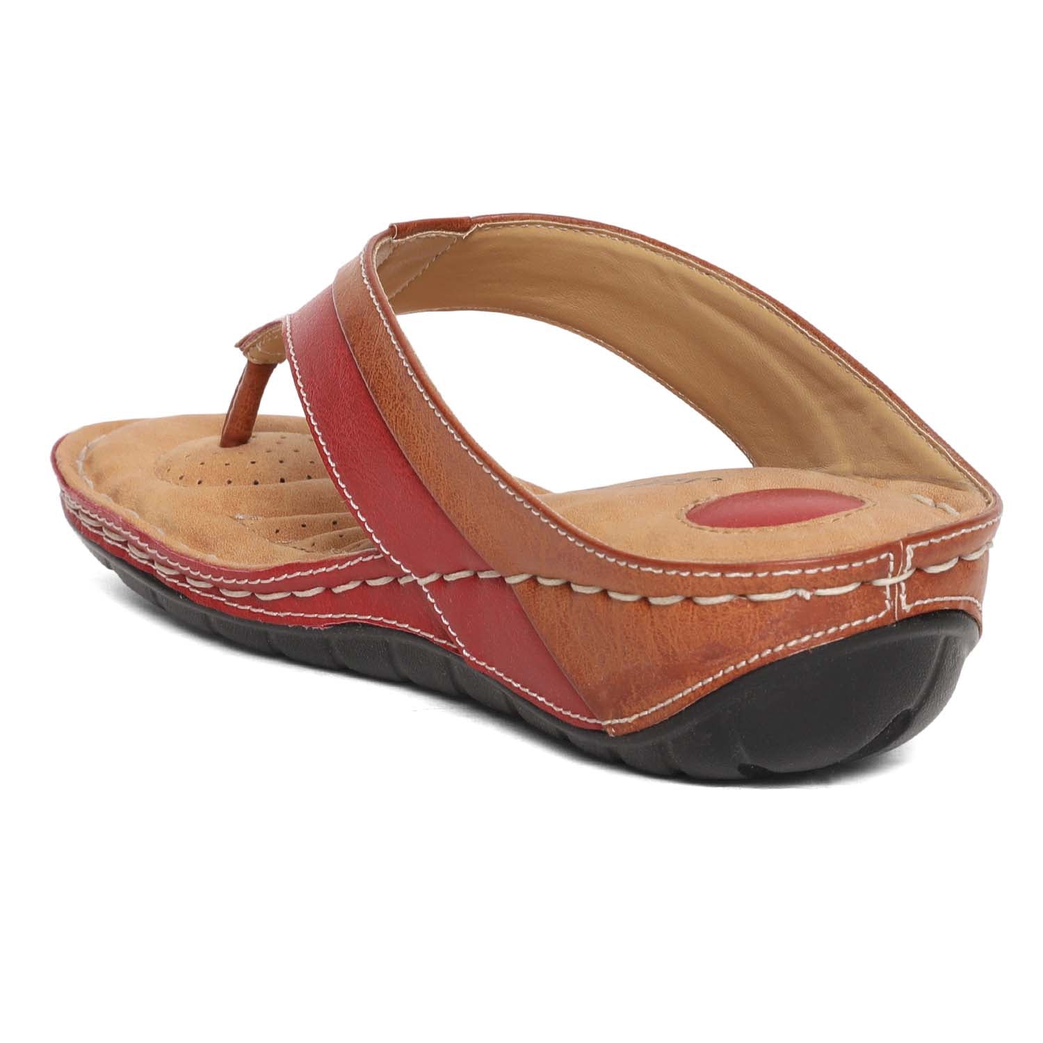 Women&#39;s Solea Plus Red-Tan Casual Sandal