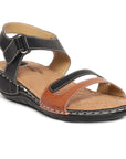 Women's Solea Plus Black-Tan Casual Sandal